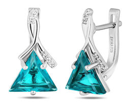 Серьги, аквамарин выращ., Диана