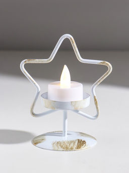 Подсвечник на 1 свечу «Звезда», металл, белый с патиной, d=5 см, 9.4×7×11.7 см