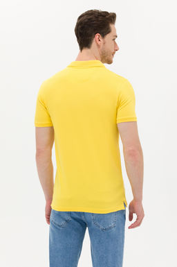 Мужская темно-желтая базовая футболка с воротником поло - U.s. polo assn фото 5