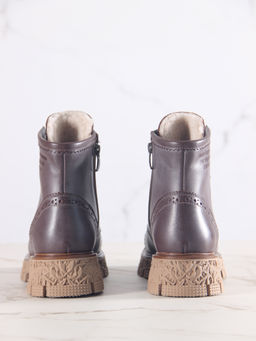 Ботинки 319.PODYUM141br.Вакса коричневая/шерсть