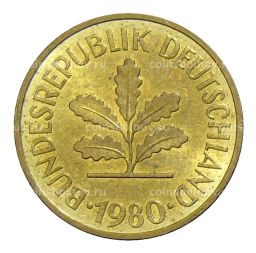 Монета 5 пфеннигов 1980 года J Германия