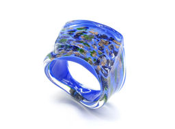 Кольцо женское из муранского стекла модель 12 цв.васильковый