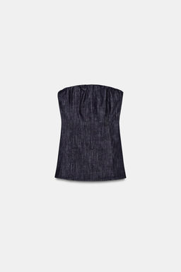 DENIM-EFFECT BUSTIER TOP - Zara фото 5