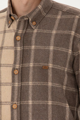 Мужская рубашка светло-хаки с длинным рукавом - U.s. polo assn фото 19