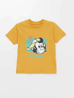 Bisiklet Yaka K?sa Kollu Nostaljik Maymun Bask?l? Erkek Bebek Ti??rt