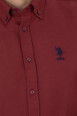 U. S. Polo Assn / Мужская бордово-красная базовая рубашка с длинным рукавом - U.s. polo assn фото 7
