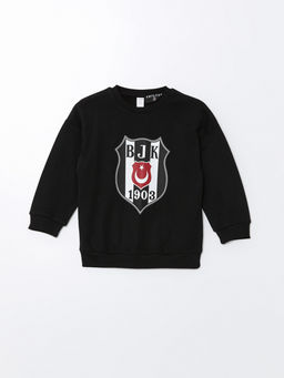Bisiklet Yaka Be?ikta? Bask?l? Erkek ?ocuk Sweatshirt