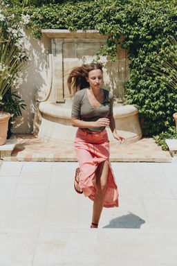 LINEN BLEND MIDI SKIRT WITH BELT - Zara фото 3