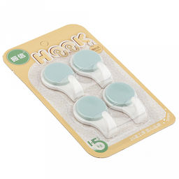 Крючок на липучке "Кнопка" пластмассовый, 4 штуки 3,4х5,5х2см, в блистере, светло-бирюзовый (Китай)