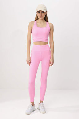 Pembe Genis Bel Lastikli Ekstra Toparlay?c? Tam Boy Orme Spor Tayt TWOAW21TA0029