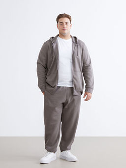 B?y?k Beden Kap??onlu Erkek Kal?n Fermuarl? Sweatshirt