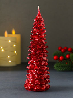 Свеча новогодняя Ель большая, 16060 мм лак, красная