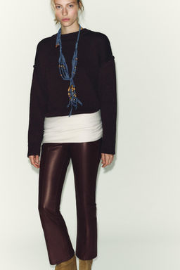 FAUX LEATHER MINI FLARE LEGGINGS - Zara фото 3