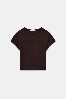 CAMISETA CROPPED MANGA CORTA / Marr?n - Zara фото 3
