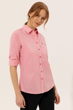 U. S. Polo Assn Женская розовая базовая рубашка с длинным рукавом - U.s. polo assn фото 3