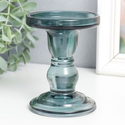 Стеклянный подсвечник на 1 свечу «Подиум», двухсторонний: d=2 см и 7 см, дымка, 8.5×8.5×11 см