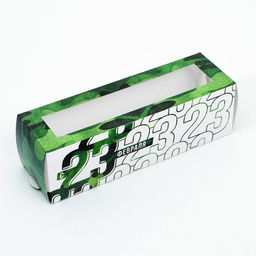 Цена за 5 шт. Коробка для макарун, кондитерская упаковка, «23 февраля», 18×5.5×5.5 см