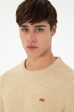 Erkek Slim Fit Bisiklet Yaka Kum Kazak - U.s. polo assn фото 2