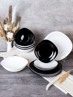 Столовый набор 19 предметов квадратный Черно-белый / NF19GT-11080759 (BLACK&WHITE) /уп 2/ - Галеонтрейд фото 2