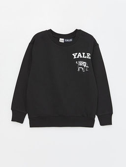 Bisiklet Yaka Yale University Bask?l? Uzun Kollu Erkek ?ocuk Sweatshirt