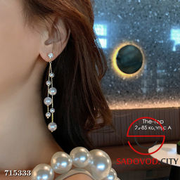 Жемчужные серьги с камушком бижутерия