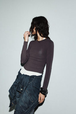 CAMISETA MANGA LARGA / Marr?n - Zara фото 5