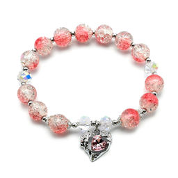 Браслет из сахарного кварца "Сердце" шарик 10мм, цв.розовый.