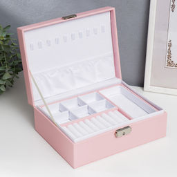 Шкатулка кожзам для украшений Розовая матовая 9х23х17 см - Simaland фото 4