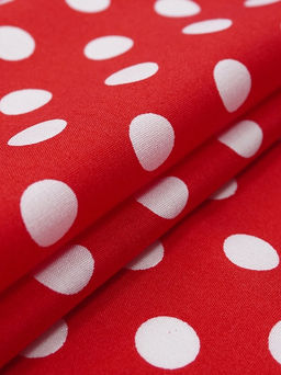 Штапель Белый горох (11мм) цв.красный, ш.1.45м, вискоза-100%, 95гр/м.кв - Купава фото 14