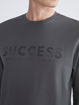 Bisiklet Yaka Bask?l? Erkek Sweatshirt