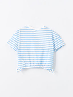 Bisiklet Yaka ?izgili K?sa Kollu K?z ?ocuk Crop Ti??rt - Waikiki фото 2