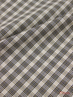 Пестрядь Мелкая клетка цв.серый/бежево-желтый, ш.1.5м, хлопок-100%, 130гр/м.кв