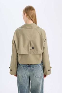 Тренч стандартного кроя с воротником-смокингом - Defacto фото 10