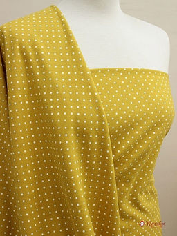Теплый хлопок Мелкий горох-2 на горчичном, ш.1.48м, хлопок-100%, 150гр/м.кв - Купава фото 4