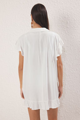 TRENDYOLMILLA Pembe Dokuma Volanl? Plaj Elbisesi TBESS25EL00074 фото 3