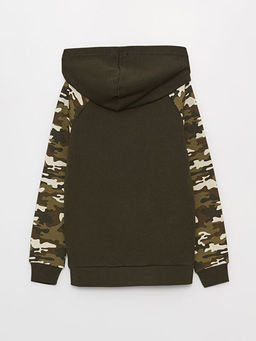 Bask?l? Uzun Kollu Erkek ?ocuk Hoodie ve E?ofman Alt? - Waikiki фото 3