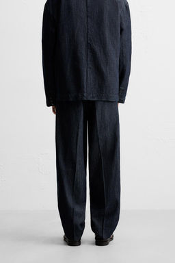 CROPPED WIDE-LEG DENIM TROUSERS - Zara фото 4