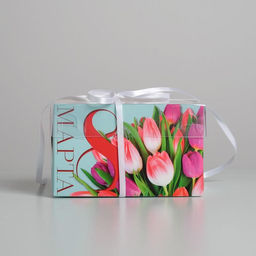 Цена за 5 шт. Коробка для капкейков, кондитерская упаковка, 2 ячейки 8 Марта, 16?8?10 см