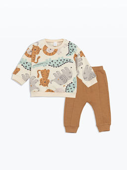 Bisiklet Yaka Erkek Bebek Sweatshirt ve E?ofman Alt 2li