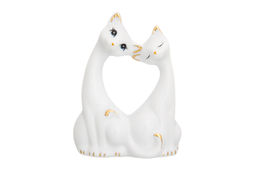 Фигурка декор. 7*3,5*9,5 см "Пара кошечек" белая, золото