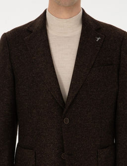 Kahverengi Slim Fit Y_n Kar___ml_ Flanel G_r_n_ml_ Ceket - Cacharel фото 7