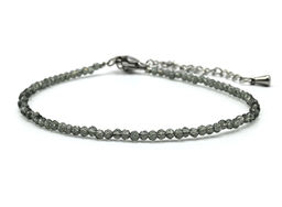 Браслет из граненых бусин мелких 2мм циркон цв.серый, 17см