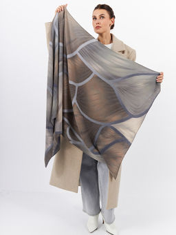 Большой, мягкий, теплый однотонный двусторонний палантин - Tantino фото 6