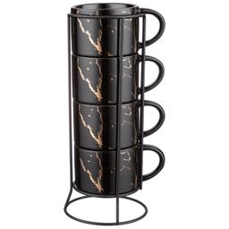 НАБОР КРУЖЕК НА МЕТАЛЛ. ПОДСТАВКЕ LEFARD FANTASY 4 ШТ. 300 МЛ ЧЕРНЫЙ  фото 3