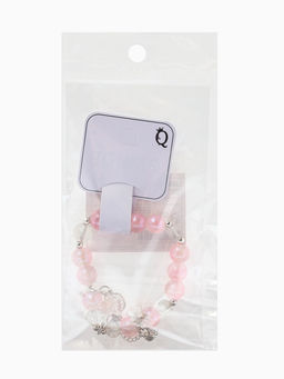 Браслет с подвесками "Сахарный" ночное небо, шар № 10/8, цвет розово-белый в серебре