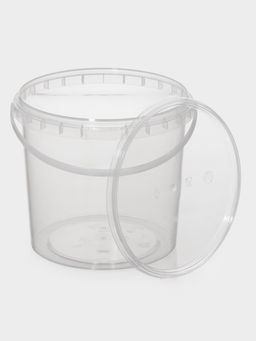 Цена за 100 шт. Ведро одноразовое с крышкой, пластик, 2 л, d=17.3 см, пищевое, прозрачное