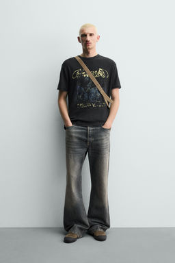 CAMISETA PUNTO ESTAMPADO LAVADO / Negro