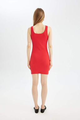 Cool Bodycon Базовое мини-платье без рукавов в рубчик на бретельках - Defacto фото 6