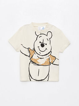 Bisiklet Yaka Winnie the Pooh Bask?l? Erkek Bebek Ti??rt ve ?ort 2li Tak?m - Waikiki фото 2