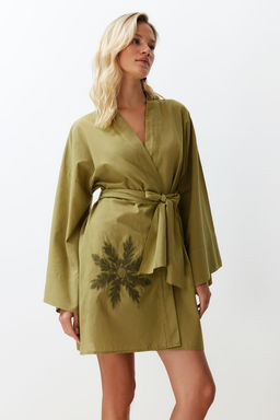 Yag Yesil Kusakl? Mini Dokuma Nak?sl? %100 Pamuklu Plaj Kimono&Kaftan TBESS24KM00008 - Trendyolmilla фото 3